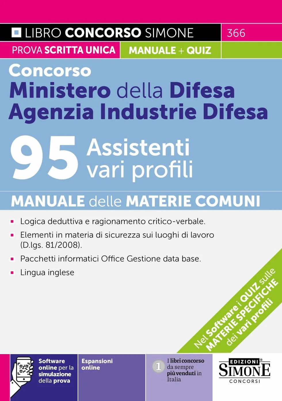 Concorso Ministero della Difesa - Agenzia Industrie Difesa - 95 Assistenti vari profili - Manuale delle Materie Comuni