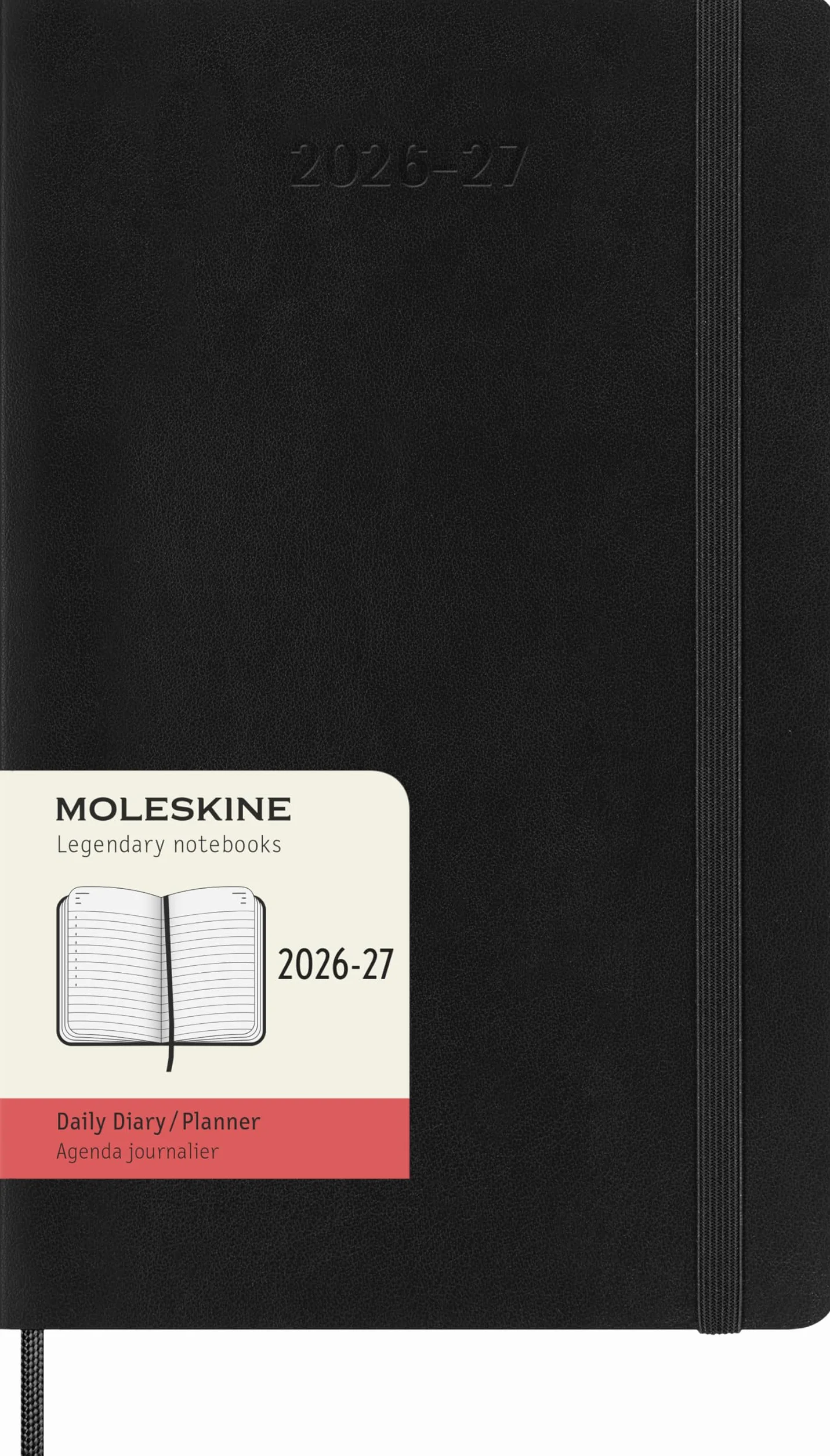 Moleskine Agenda Giornaliera 2026 2027 - Agenda 18 Mesi Con Copertina Morbida e Chiusura Elastica, Colore Nero, Formato Large 13 x 21 cm