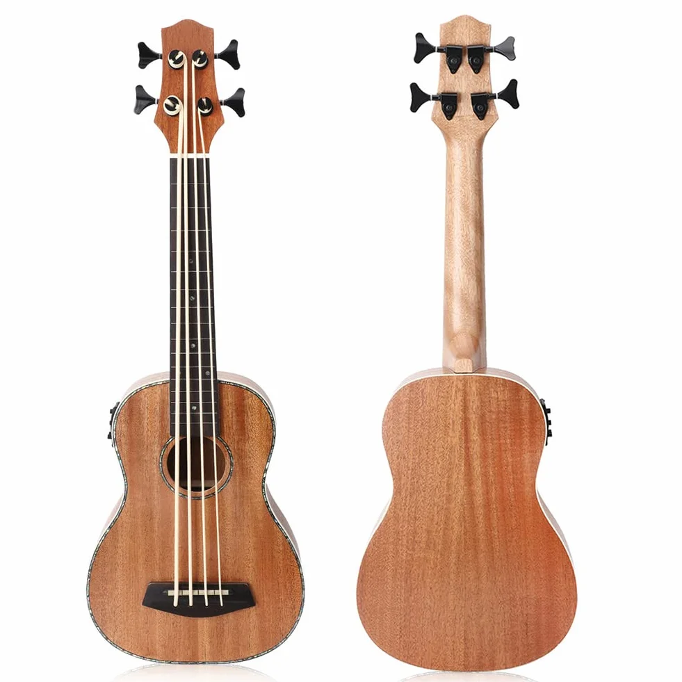 Ukulele Basso Elettrico, Sapele Ubass da 30 Pollici per Professionisti Principianti con Pickup per Adulti e Bambini, Alimentato a Batteria CR2032 (non inclusa)