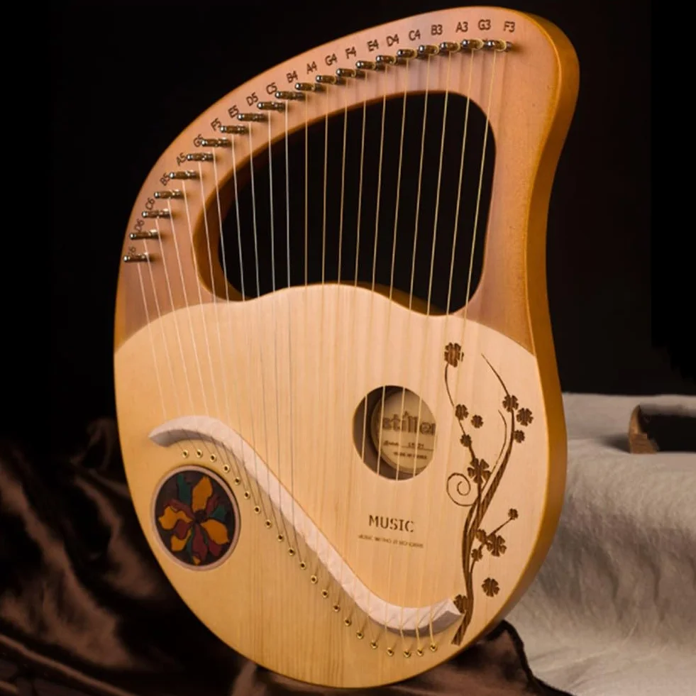 Arpa a lira, 21 corde in metallo, regalo per amanti della musica, principianti, amici con chiave accordatrice, set di corde di ricambio (21 corde, legno naturale)